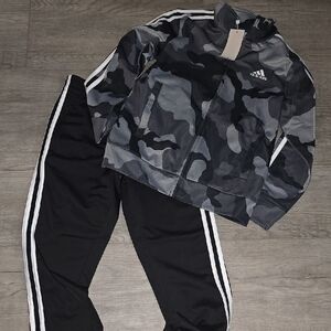 Adidas Black and Gray Camouflage Track Suit